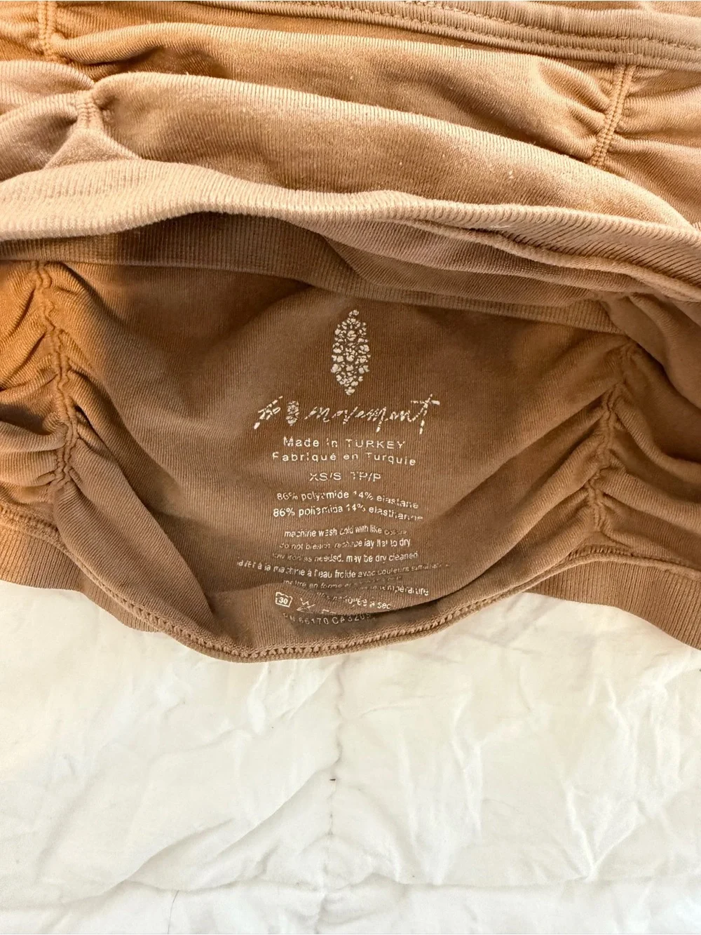 Free People Pure Barre Ruched Strappy Tank - Camel Brown